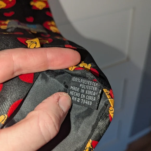 Pooh Disney Branded Winnie the Pooh black neck tie. Valentine's theme tie.